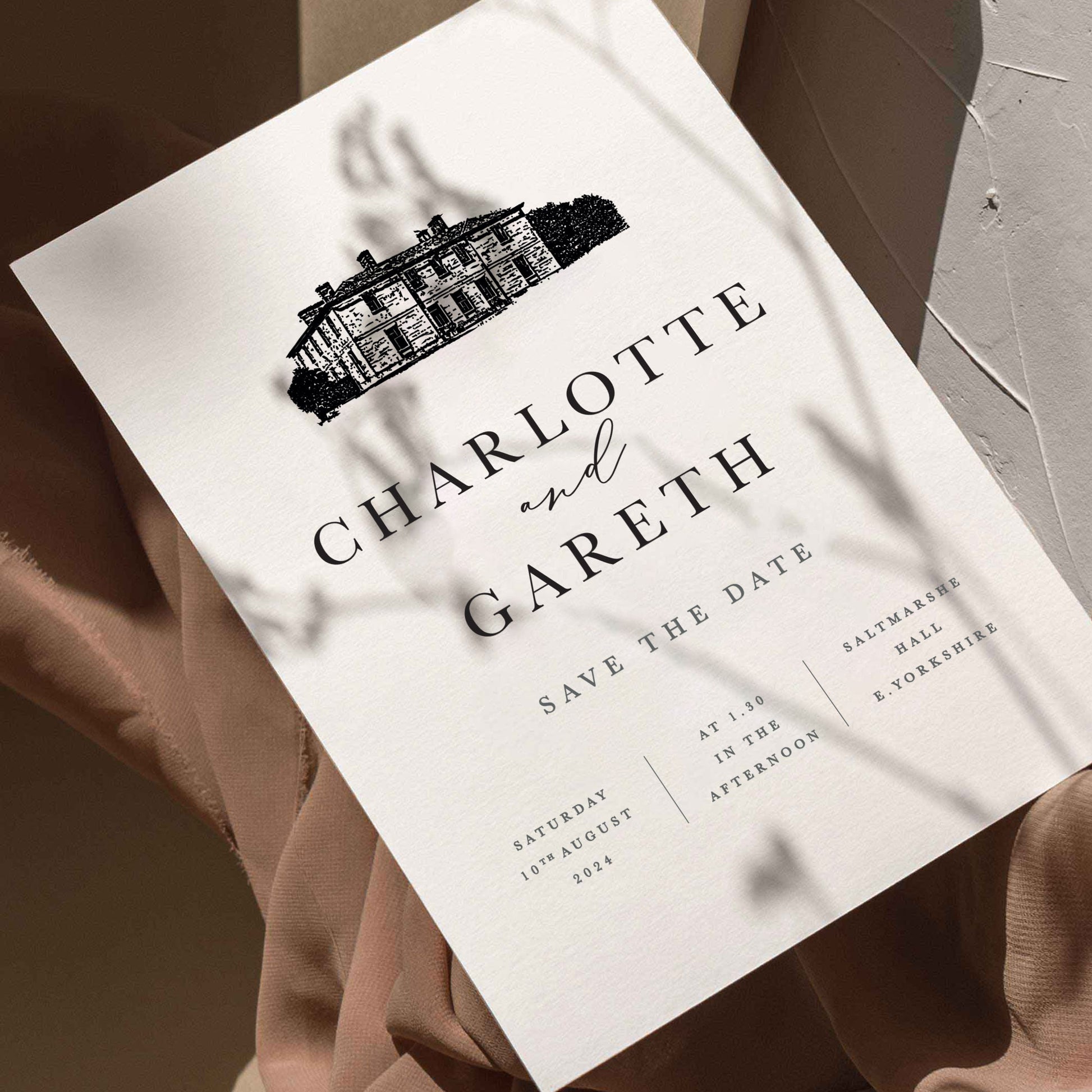 Charlotte-Venue-Illustration-Wedding Save The Date Card