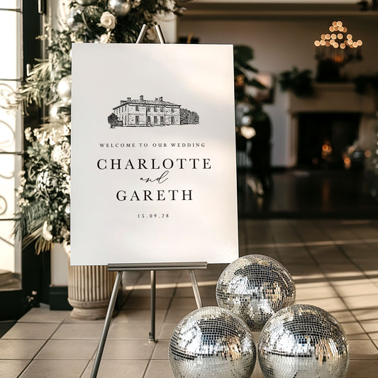 Charlotte-Venue-Illustration-Wedding Welcome Sign