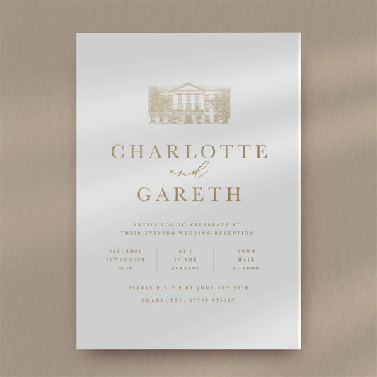 Charlotte Evening Invitation - Ivy and Gold Wedding Stationery