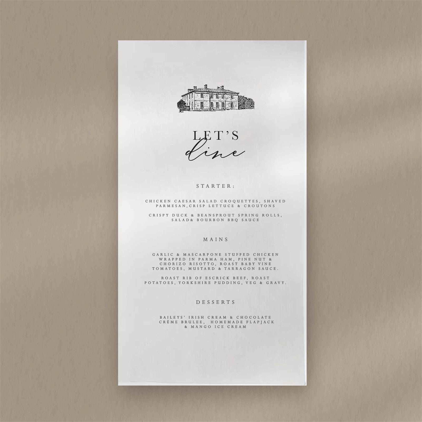 Charlotte Menu - Ivy and Gold Wedding Stationery