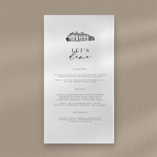 Charlotte Menu - Ivy and Gold Wedding Stationery