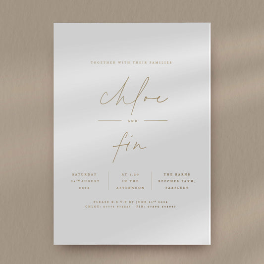 Chloe Evening Invitation - Ivy and Gold Wedding Stationery