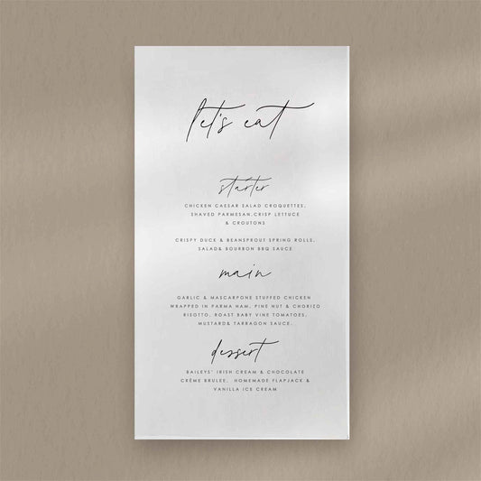 Chloe Menu - Ivy and Gold Wedding Stationery