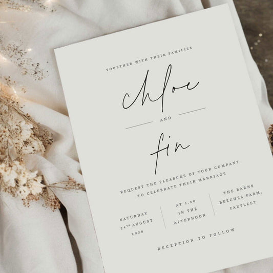 Chloe | Minimalist Wedding Invitations - Ivy and Gold Wedding Stationery