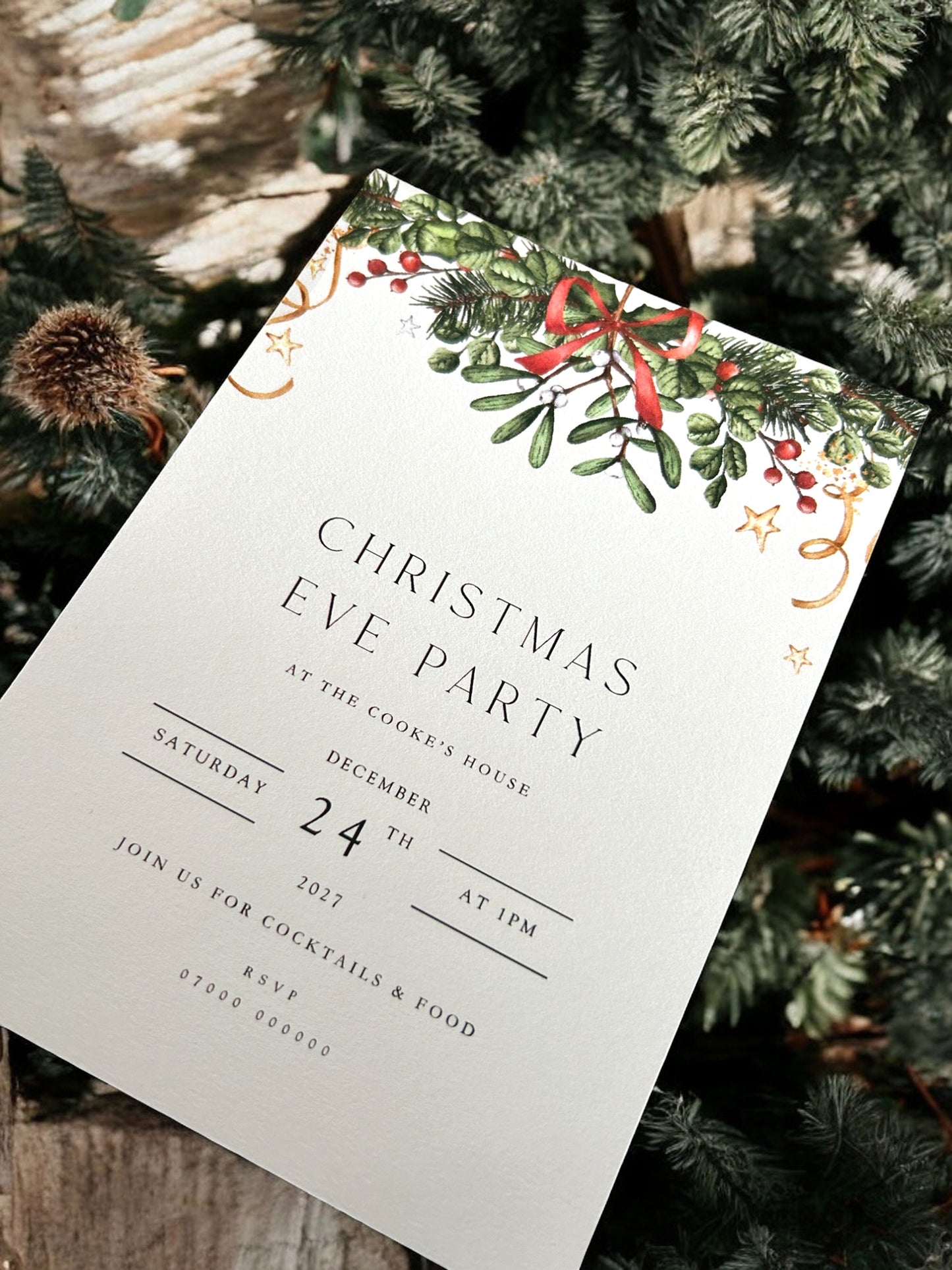 Christmas Party Garland  Invitation Template