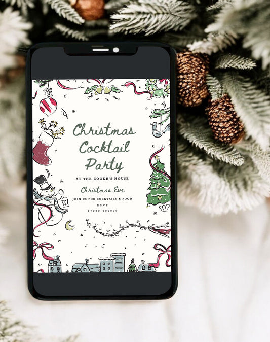 Doodle Christmas Party Invitation Template