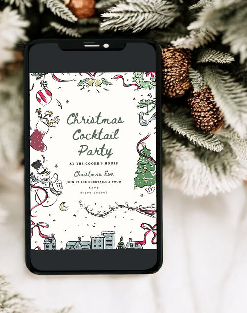 Doodle Christmas Party Invitation Template