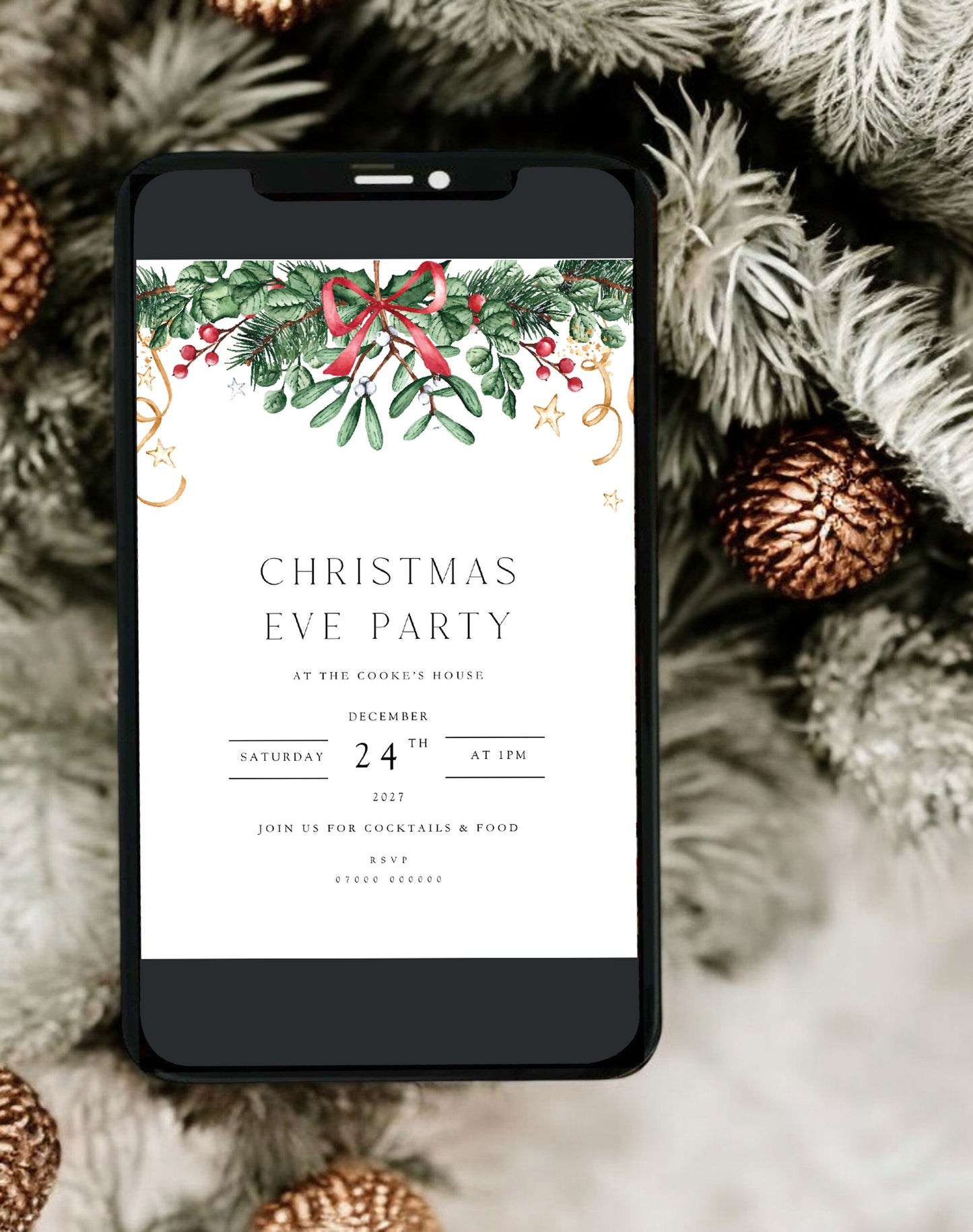 Christmas Party Garland  Invitation Template