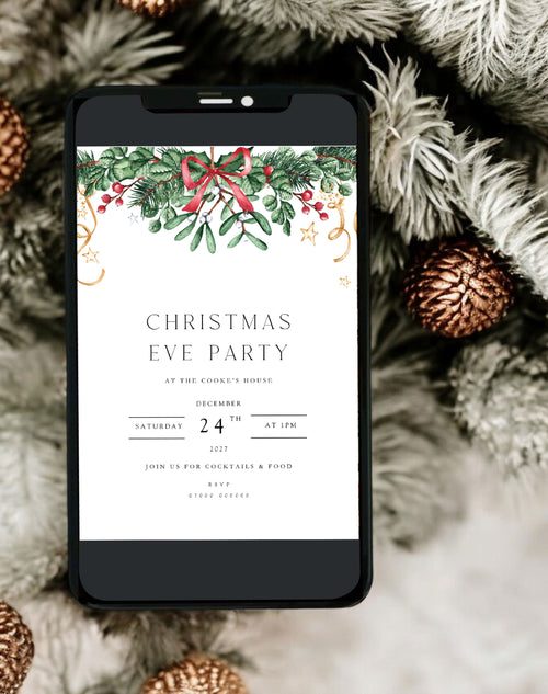 Christmas Party Garland  Invitation Template