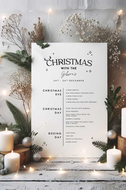 Christmas With The... Itinerary - Ivy and Gold Wedding Stationery
