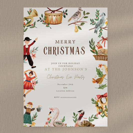 12 Days Of Christmas Christmas Party Invite