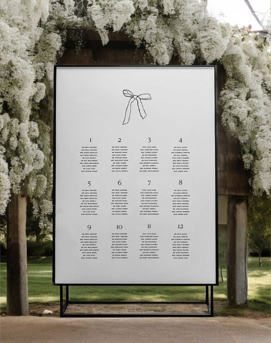 Cleo | Bow Seating Plan - Ivy and Gold Wedding Stationery