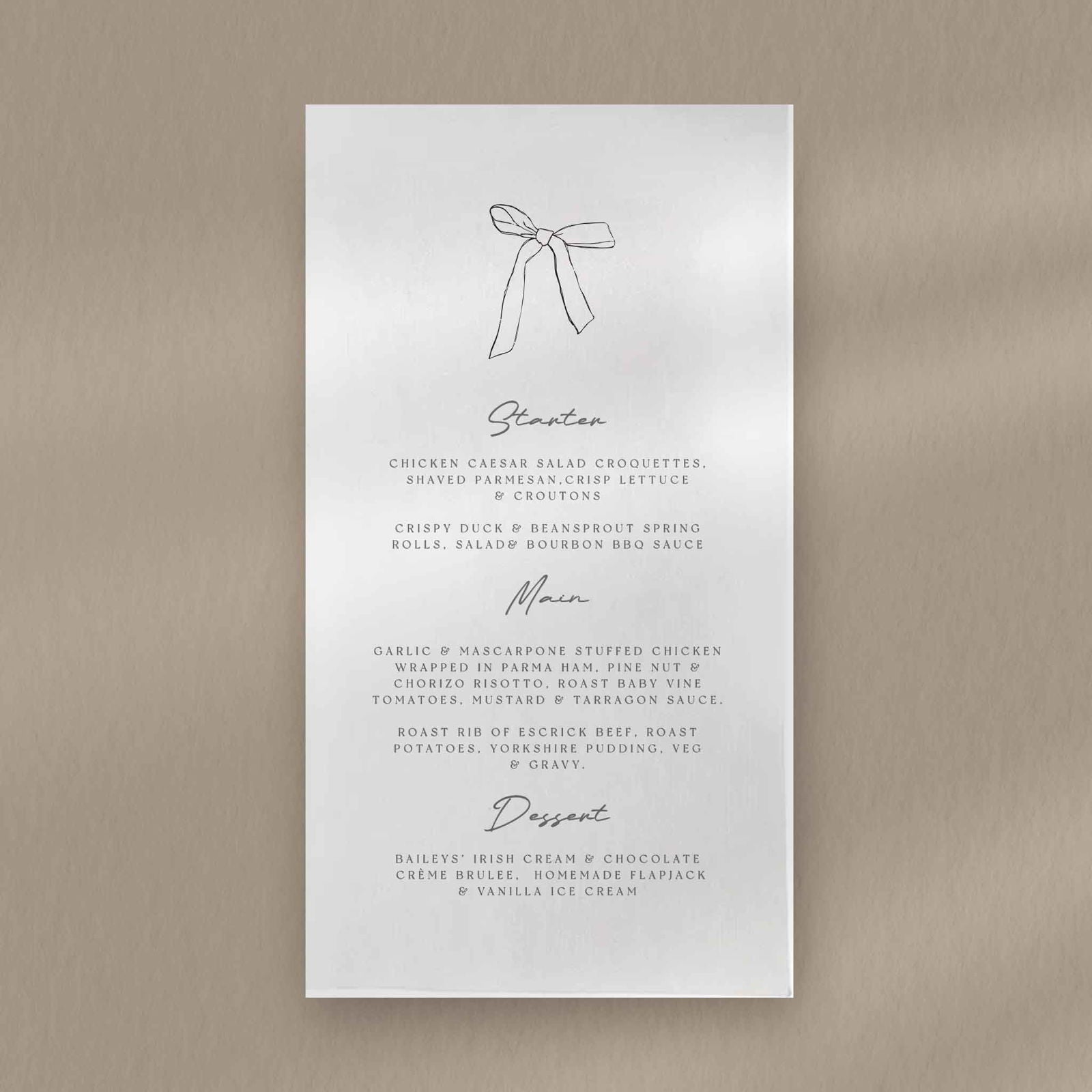 Cleo Menu - Ivy and Gold Wedding Stationery