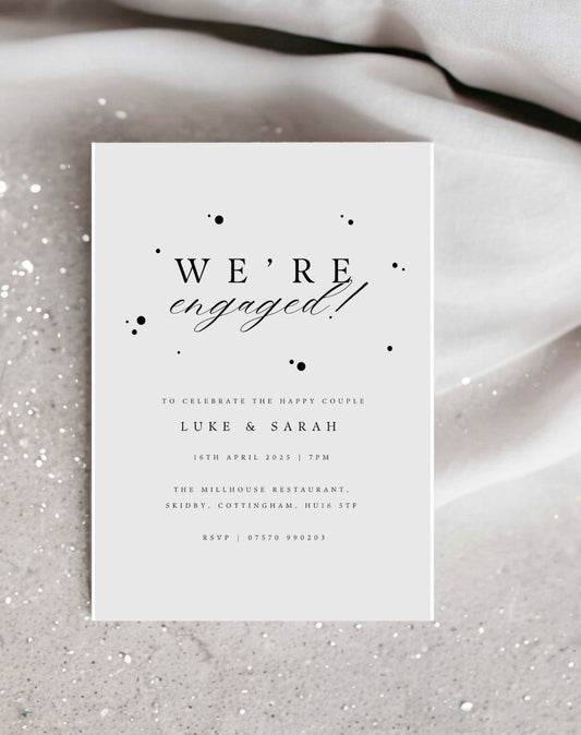 Confetti Digital Engagement Party Invitation - Ivy and Gold Wedding Stationery