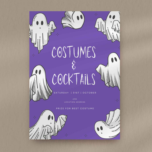 Costume And Cocktail Halloween Party Invite
