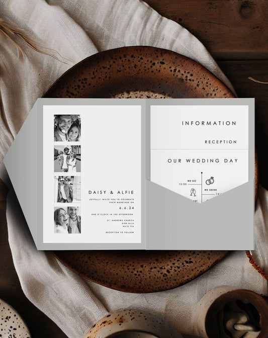 Daisy | Photo Pocketfold Invitation - Ivy and Gold Wedding Stationery