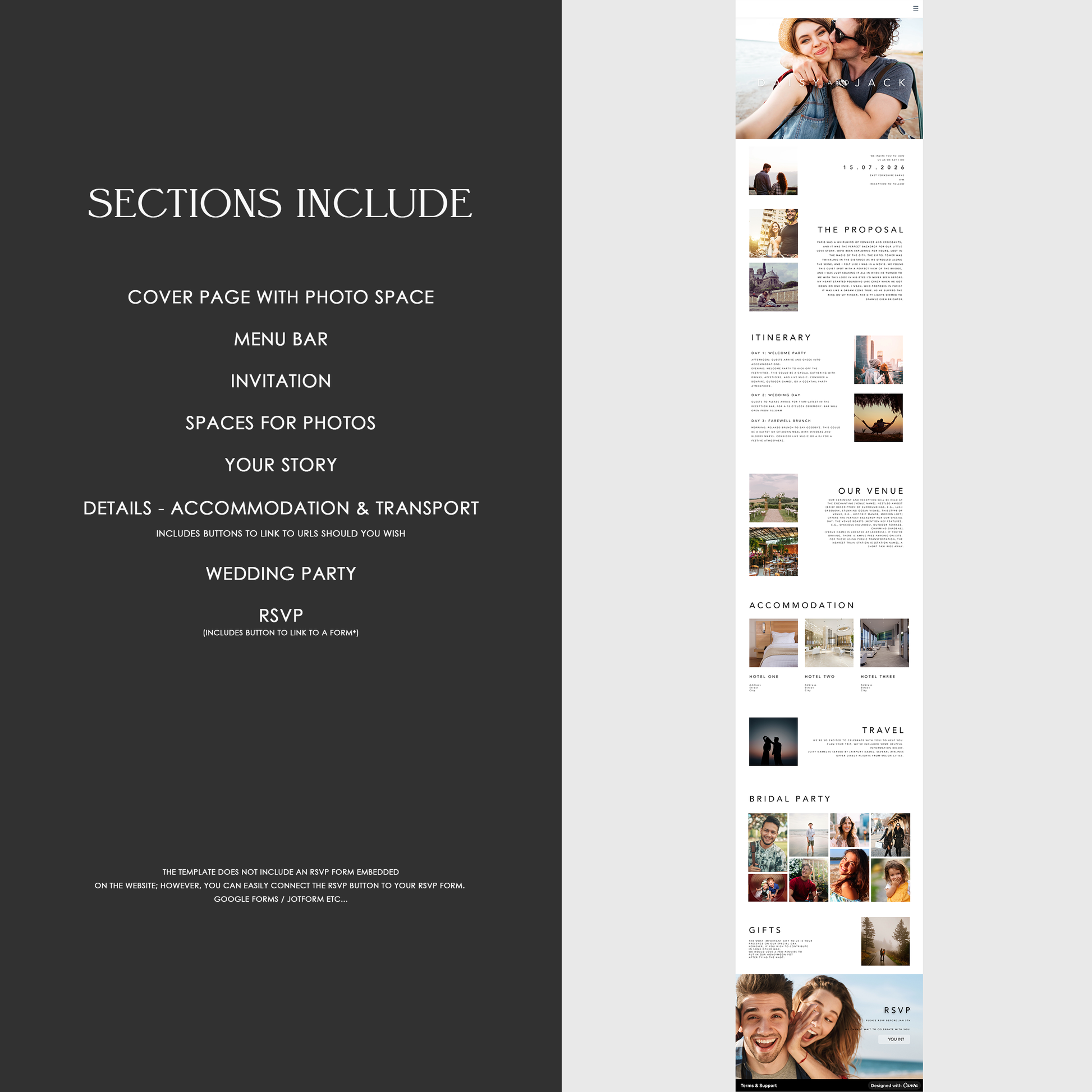 Daisy Wedding Website Template - Ivy and Gold Wedding Stationery