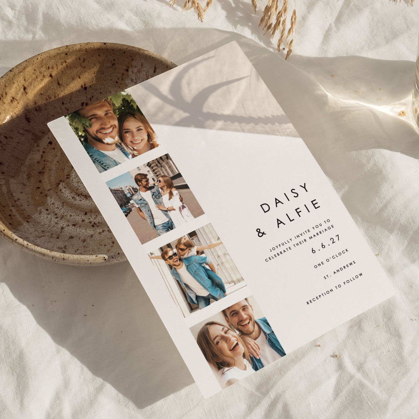 Daisy Photo Strip Wedding Invitation