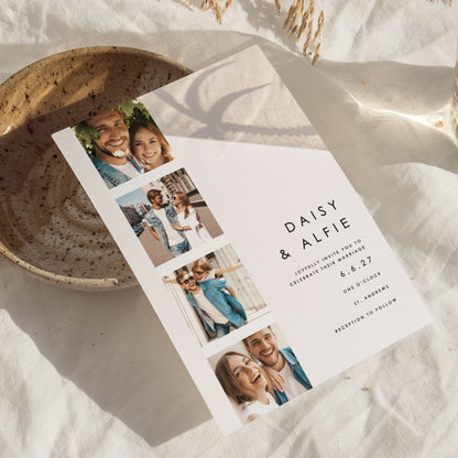 Daisy Photo Strip Wedding Invitation - Ivy and Gold Wedding Stationery