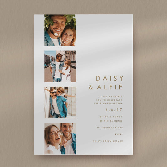 Daisy Evening Invitation - Ivy and Gold Wedding Stationery