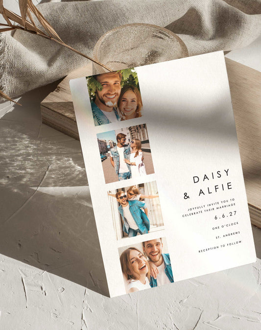 Daisy | Photo Strip Wedding Invitation - Ivy and Gold Wedding Stationery