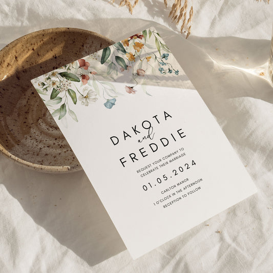 Dakota Wildflower Wedding Invitation