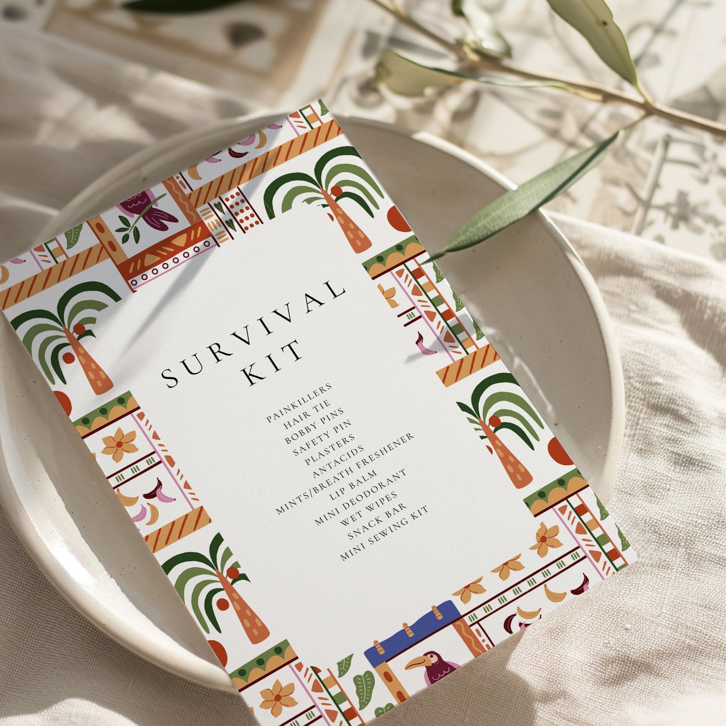 Darcy Tropical Invitation & Itinerary Digital Template Set