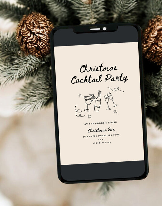 christmas cocktail party invitation example on a phone