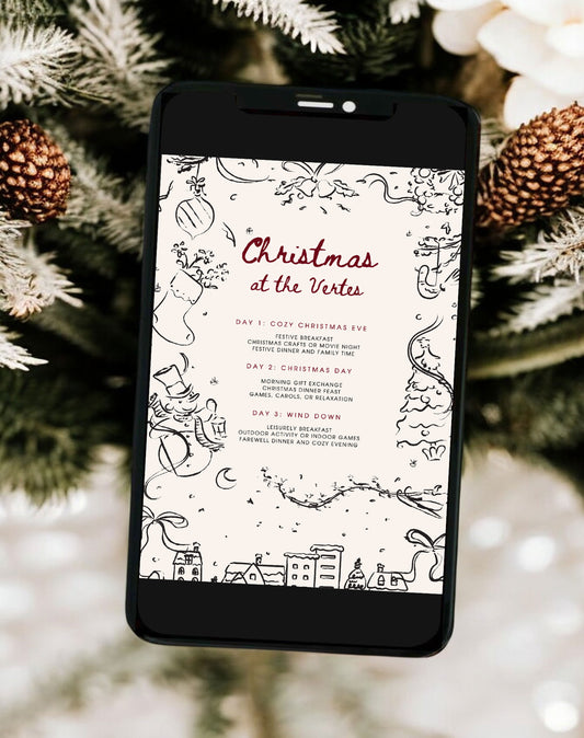 Doodle Christmas Itinerary Digital Template