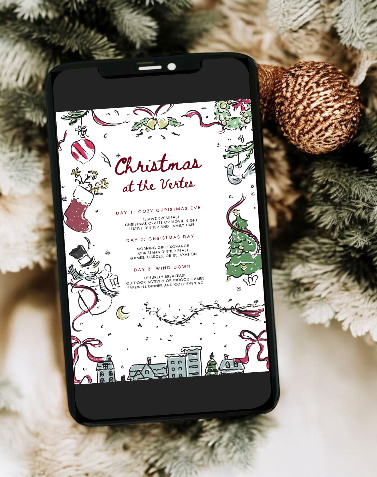 Doodle Christmas Itinerary Digital Template