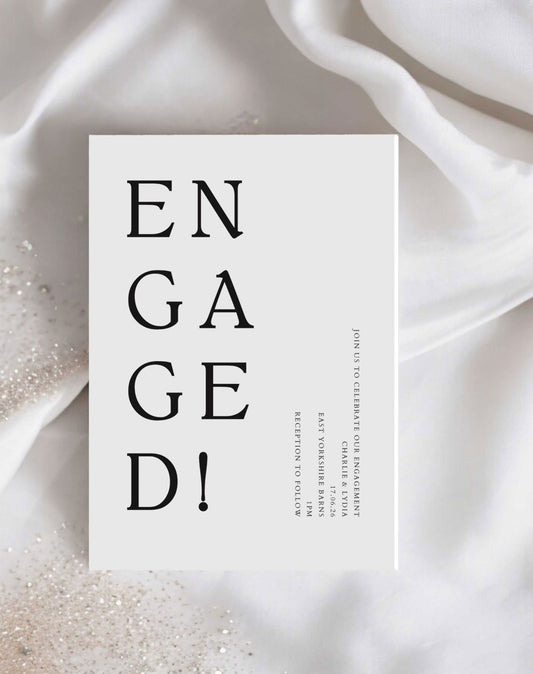 ENGAGED! Digital Engagement Party Invitation - Ivy and Gold Wedding Stationery