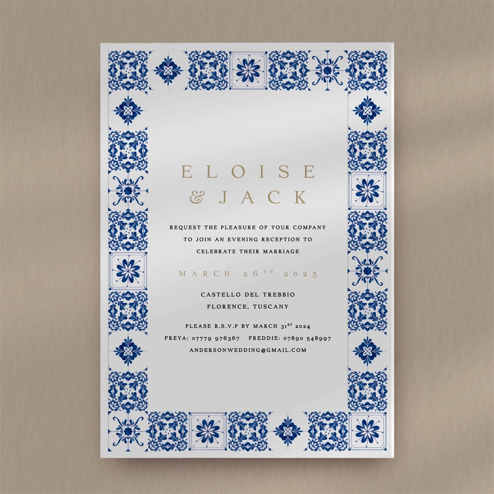 Eloise Evening Invitation - Ivy and Gold Wedding Stationery
