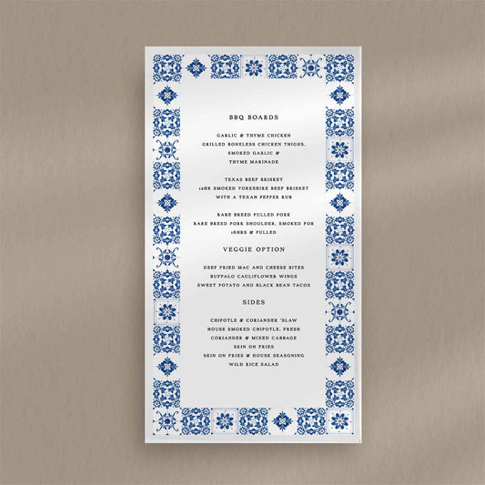 Eloise Menu - Ivy and Gold Wedding Stationery