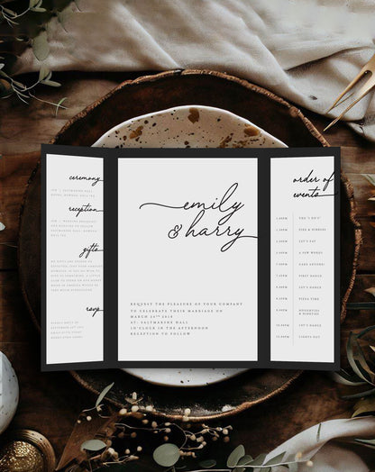 Emily | Contemporary Gatefold Invitation - Ivy and Gold Wedding Stationery