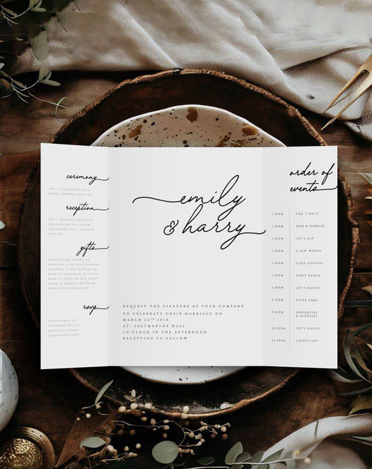 Emily | Contemporary Gatefold Invitation - Ivy and Gold Wedding Stationery