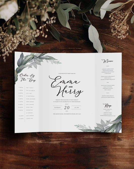Emma | Greenery Gatefold Invitation - Ivy and Gold Wedding Stationery