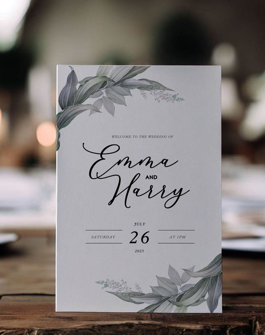 Emma | Greenery Wedding Order Of Service - Ivy and Gold Wedding Stationery
