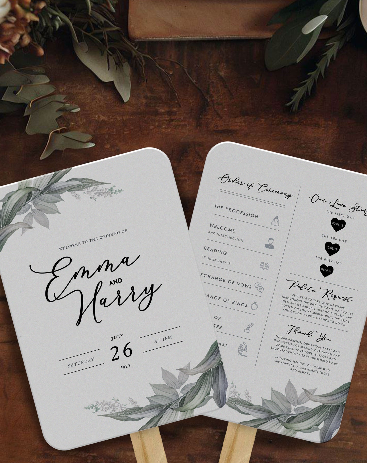 Emma | Greenery Wedding Order Of Service - Ivy and Gold Wedding Stationery