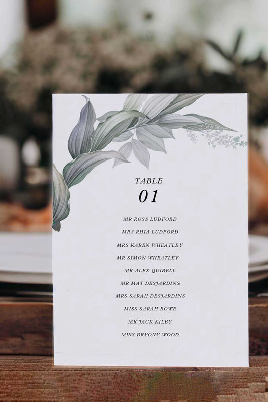 Emma | Greenery Seating Plan Card - Ivy and Gold Wedding Stationery