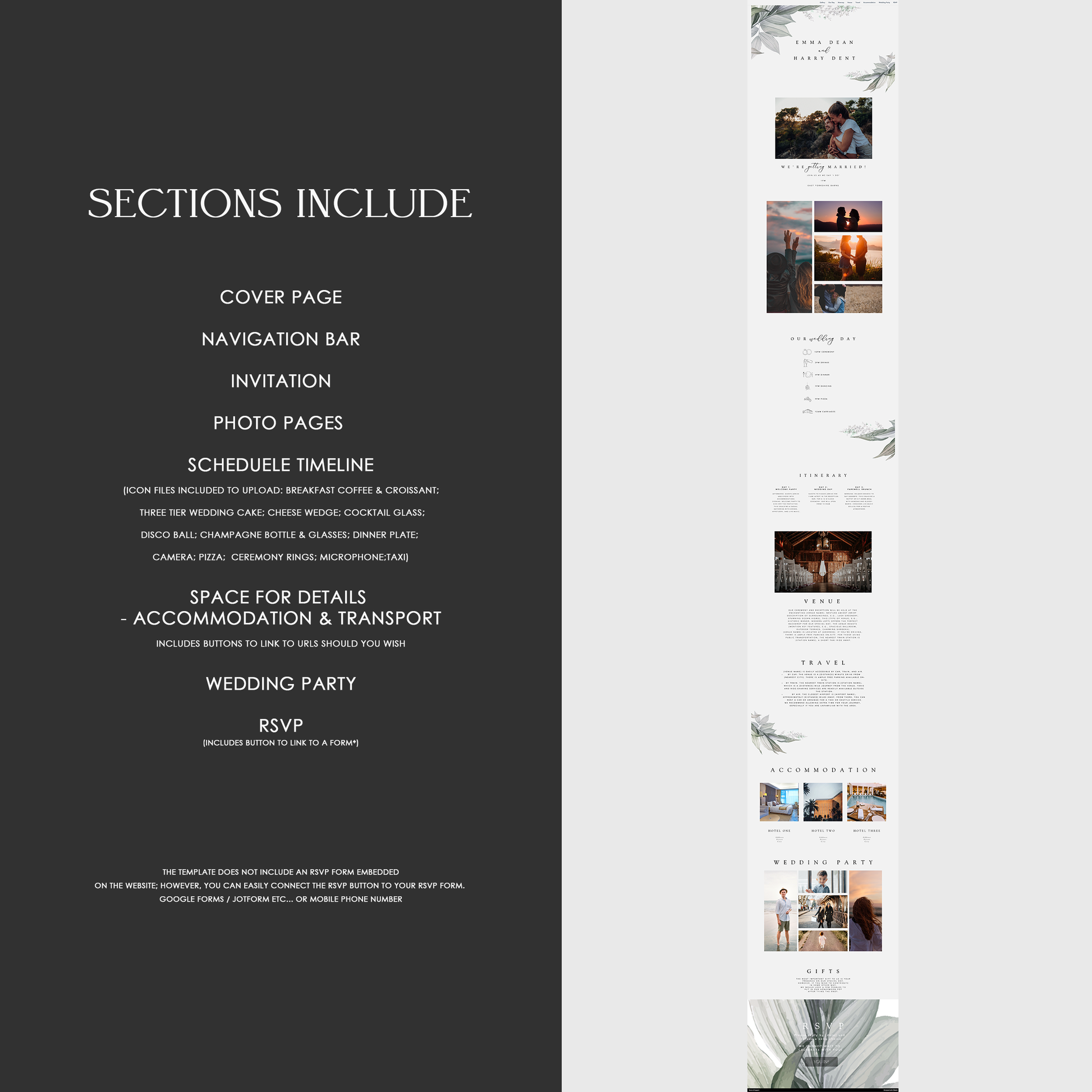 Emma Wedding Website Template - Ivy and Gold Wedding Stationery