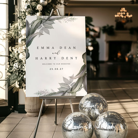 Emma Botanical Green Wedding Welcome Sign