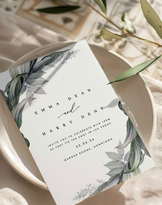 Emma | Green Wedding Invitation - Ivy and Gold Wedding Stationery