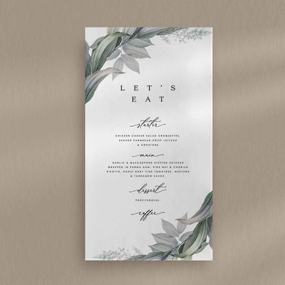Emma Menu - Ivy and Gold Wedding Stationery