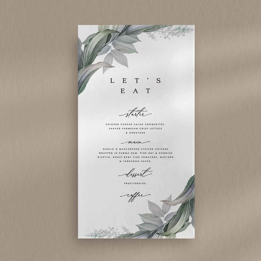 Emma Menu - Ivy and Gold Wedding Stationery