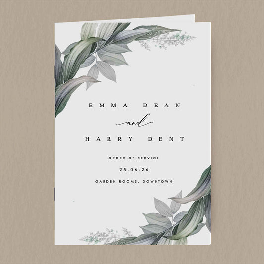 Emma Order Of Service - Ivy and Gold Wedding Stationery