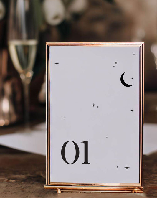 Evie | Stars Wedding Table Number - Ivy and Gold Wedding Stationery
