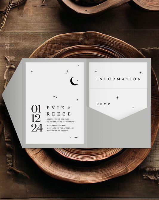 Evie | Stars Pocketfold Invitation - Ivy and Gold Wedding Stationery