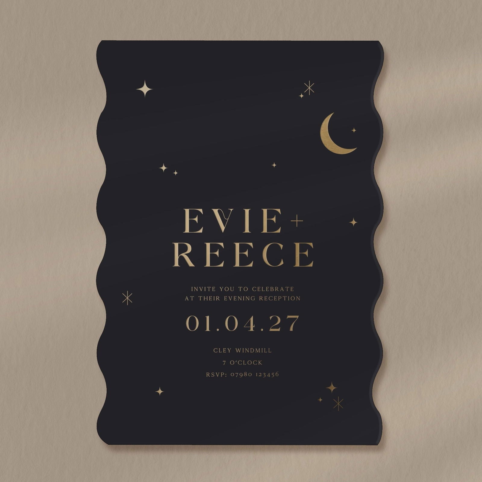 Evie Evening Invitation - Ivy and Gold Wedding Stationery