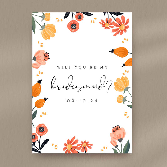 Bright Bridesmaid Proposal Card
