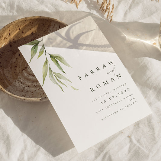 Farrah Botanical Leaf Wedding Invitation